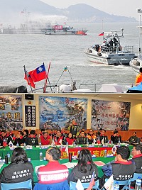 縣內各災防單位昨天共同進行今年度全民防衛動員暨災害防救(民安2號)演習第三次預演,上午在消防局兵棋推演,下午在福澳港實兵預演,由秘書長張龍德主持,各參演單位及人員都已相當進入狀況。(圖/文:曹重偉)