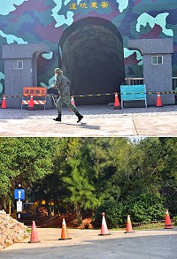 東引安東坑道及隊史館下方道路實施封閉施工,承作廠商計畫在3月底前完工,以配合旅遊季開始。(圖/文:陳其敏)