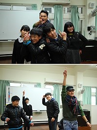 (上圖)林強開朗的個性和小朋友打成一片。(下圖)跟我一起成為舞蹈巨星!(圖/文:陳又傑)