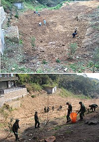 建設局和馬防部聯手整理雲台休憩區下方山坡,進行閒置土地改造,改善地區景觀。(圖/文:吳嘉榮)
