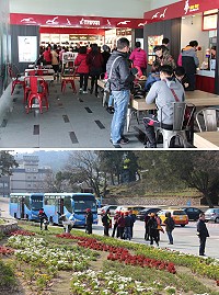 週末假日遇上好天氣,南竿遊客中心充滿大批旅遊人潮。(圖/文:吳嘉榮)