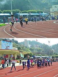 介壽國中小第41屆校慶舉行盛大運動會,全校師生、各級長官、家長、畢業校友熱情參與,彷彿縣運登場。(圖/文:馮紹夫)