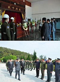 　昨日舉行春季國軍陣亡將士祭典，馬防部指揮官莫又銘擔任主祭，場面莊嚴肅穆。（圖／文：馮紹夫）
