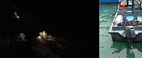 馬祖海巡隊PP-3578艇28日晚間於東莒大嶼周邊追緝攔截1艘大陸無船名動力小船越界釣魚,依法將該船押解至南竿隊部扣留調查。(圖:馬祖海巡隊提供)