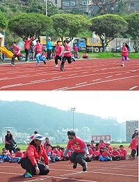 　塘岐國小迎接64週年校慶，昨天全校師生來到福澳運動場舉行小型運動會。（圖／文：馮紹夫）