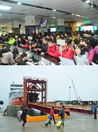 「臺馬輪」開航疏運,滿載470人返台,大幅消化滯留人潮。(圖/文:馮紹夫)