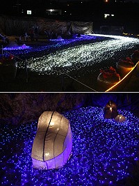 　馬祖燈區主燈馬祖「藍眼淚」－馬祖的奇幻海景已設置完成，聲光效果十足。（圖／文：吳嘉榮）