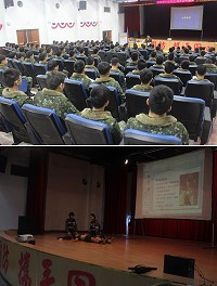 (上圖)馬防部於北竿中山堂進行熱傷害防治暨AED操作講習。(下圖)醫療排同仁實施動態演練。(圖/文:張岳文)