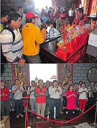 近年台馬宗教交流逐漸熱絡!屏東縣萬丹鄉天鳳宮專程前往馬祖天后宮會香,受到主委曾林官及廟宇委員的熱情歡迎。(圖/文:曹重偉)