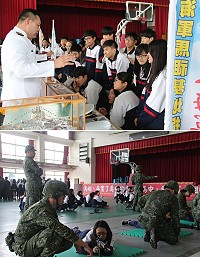 國軍人才招募活動和實彈射擊預習訓練22日在馬中大禮堂舉行。(圖/文:吳嘉榮)
