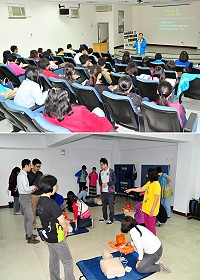 衛生局2日舉辦今年度心肺復甦術(CPR)+電擊器(AED)教育訓練,學員們透過實際操作加深印象,也代表身邊鄉親的生命安全更有保障。(圖/文:曹重偉)