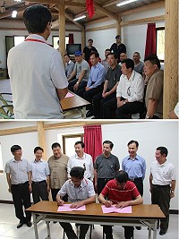 福州市苔菉鎮茭南村與南竿鄉牛角社區發展協會昨天簽署開展對接交流與合作備忘錄。(圖/文:吳嘉榮)
