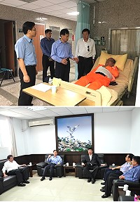 　海巡隊再立大功，府會首長、立委陳雪生特別到隊上致意，肯定海巡隊查緝功勞；同時前往醫院關心受傷隊員。（圖／文：馮紹夫）