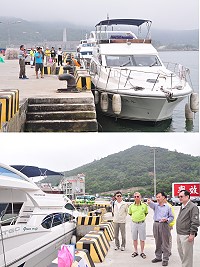 台灣遊艇「永源公主號」首抵馬祖,縣長劉增應特別前往歡迎,表示遊艇商機在馬祖還有無限發展可能。(圖/文:馮紹夫)