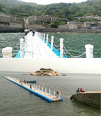 芹壁海面增設簡易浮排即將完工,今夏鏡澳增添活力十足的海洋風情。(圖/文:陳鵬雄)