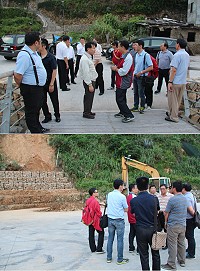 　縣長劉增應、立委陳雪生昨天會同水保局進行復興村邊坡坍方現場會勘。（圖／文：吳嘉榮）
