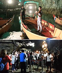 　長榮交響樂團小提琴手北海坑道演出，悠揚、輕柔樂聲，給賞淚遊客意外驚喜之夜。（圖：吳嘉榮）