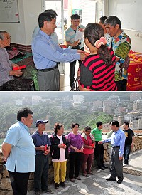 端午佳節在即,縣長劉增應下鄉發放南竿鄉各村低收入戶、中低收入戶老人及身心障礙者慰問金,停留片刻與老人家們閒話家常,讓他們在傳統節慶來臨之前,及時感受到政府的關懷與溫暖。(圖/文:曹重偉)