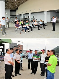 　連江縣議會定期大會昨天繼續南竿鄉縣政考察，主要考察福澳港行政旅運大樓工程及公共設施工程，以及南竿鄉觀光遊憩特色市集工程。（圖／文：曹重偉）