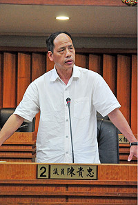 　議員陳貴忠進行質詢。（圖／文：曹重偉）