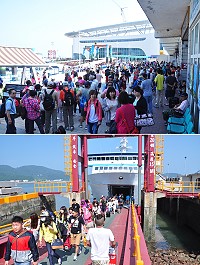 端午連假海空人潮大爆滿,單日總計1902人入境馬祖,馬祖各地、街道皆呈現爆滿狀態。(圖/文:馮紹夫)