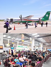 昨日立榮航空僅飛半天,機場湧入大量候補旅客,今天更是宣布全天班機取消。(圖/文:馮紹夫)