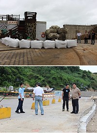 秘書長張龍德昨天協同南竿鄉長陳振國前往各澳口巡視防災整備情形。(圖:南竿鄉公所提供)