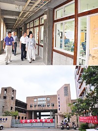 105年度公務人員高普考試登場,高考首日到考率72%,監試委員陳小紅在秘書長張龍德陪同下巡視考場。(圖/文:馮紹夫)