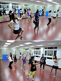 新移民女性關懷協會「孔雀舞研習」吸引20多位學員參加,聘請專業舞蹈老師劉美珍指導,學員們專心學習,正式演出鄉親可以拭目以待。(圖/文:曹重偉)