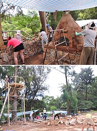 成大建築系津沙「起學堂」,樹屋、土窯、石砌打造最貼近自然的環境教育學堂,也賦予廢棄已久的津沙營區全新面貌。(圖/文:馮紹夫)