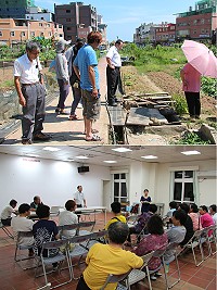 建設局召開說明會並和農民協商後續施作計畫,蔬菜公園改善工程將延至8月底前完工。(圖/文:吳嘉榮)