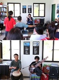 葉莎攝影詩展與山海音樂會昨天在刺鳥咖啡獨立書店開幕,攝影詩展即日起在牛角社協、刺鳥書店、日光海岸聯合展出。(圖/文:吳嘉榮)