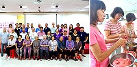 東引鄉社區健康營造中心邀年長鄉親一起晚餐,並製作創意紅糟湯圓,氣氛愉悅。(圖:東引鄉社區健康營造中心提供)