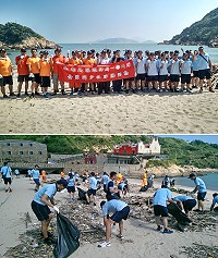 用行動保護海洋,第一○岸巡大隊聯合馬祖第十海巡隊、連江機動查緝隊及社區志工共計動員約80人,昨天上午8時起同時於復興澳口、珠螺澳口海灘進行淨灘。(圖:第一○岸巡大隊)