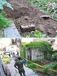 聽海民宿老闆林建中在田裡整地時意外挖出整盒舊步槍子彈,連忙通報警方,軍方也立即到場處理。(圖/文:馮紹夫)