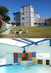 介壽附幼新幼兒園教學大樓8月1日正式啟用,打造學齡前幼兒完整學習環境。教學大樓3樓增設攀岩區及其他遊憩設備,希望培養孩童健康休閒的好習慣。(圖:吳健忠、楊凱棻)