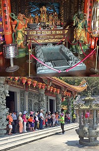 為尊重媽祖娘娘靈穴及廟中香客權益,馬祖境天后宮發布新規定希望導遊們在大門外先行解說,再請貴賓們入殿參觀上香;不過引起實際上線導遊反彈,認為實際操作上可能有困難,希望廟方能放寬。(圖/文:曹重偉)