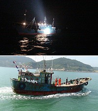 海巡隊東引海域再度查獲越界陸船,依臺灣地區與大陸地區人民關係條例將該船帶回福澳港扣留調查。(圖:馬祖海巡隊)