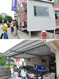 縣府工務局會同消防局、鄉公所前往查察南竿三處違建,行文告知盡快改善,否則依法辦理。(圖/文:馮紹夫)