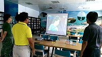 　陳念琴14日將代表我國出賽女子75公斤級賽程，北竿鄉公所設立大型電視牆轉播賽事，邀請大家一起前往觀戰。（圖：陳鵬雄）