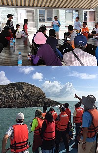 105年馬祖列島燕鷗保護區教育宣導活動昨天前往北竿鐵尖賞鷗,還加碼前往中島、大坵和芹壁,讓學員們飽覽海上風光。(圖:吳嘉榮、建設局)