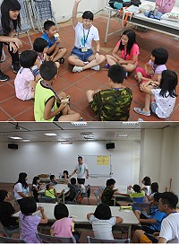 　台灣葡萄園社會關懷協會南竿免費課輔夏令營昨日歡樂開課！6位大學生擔任老師教授不同科目，讓孩童開心學習。（圖：葡萄園社會關懷協會提供）