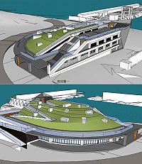 東引中柱碼頭行政旅運中心透視圖。(圖:蔡孟哲建築師事務所提供)