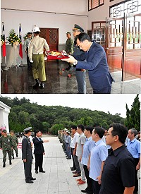 連江縣105年度秋祭國軍陣、公亡將士祭典2日上午在珠螺軍人公墓舉行,由縣長劉增應、指揮官莫又銘共同擔任主祭,向為國捐軀的國軍將士英魂們致上最崇高的敬意。(圖/文:曹重偉)