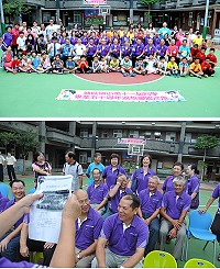 　畢業半世紀，塘岐國小第11屆校友重回校園參加升旗典禮，當了半天的學生。（圖／文：陳鵬雄）