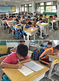 105年環保知識擂台賽校內初賽火熱競賽中,各校精銳盡出,報名人數更達430人,為歷年新高。(圖/文:曹重偉)
