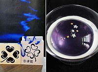 搭上「藍眼淚」熱潮,音樂老師王筱君特別以分享私房甜點的心情,全球首創推出「馬祖幸運藍-藍眼淚果凍」,還可灑上金箔彩糖,讓晶瑩剔透的果凍更顯精緻優雅。(圖/文:曹重偉)