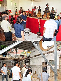 縣文資審議委員會9日進行105年度探勘行程,經委員現勘及討論,金板境天后宮廟中21尊泥塑神像獲得審議通過,成為縣內文化資產。(圖/文:曹重偉)