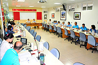 　縣府召開105年第5次主管月報，因應秋颱「莫蘭蒂」接近，威力強大加上中秋大滿潮，各澳口都可能發生海水倒灌，縣長劉增應特指示各災防單位務必都要有足夠的留守人員，做好備災工作，把傷害降到最低。（圖／文：曹重偉）