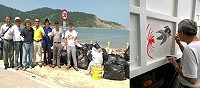 台北市芝山文化生態綠園的8名志工專程來馬實踐環保理念,身體力行下海撿垃圾並為垃圾車彩繪。(圖/文:陳鵬雄)